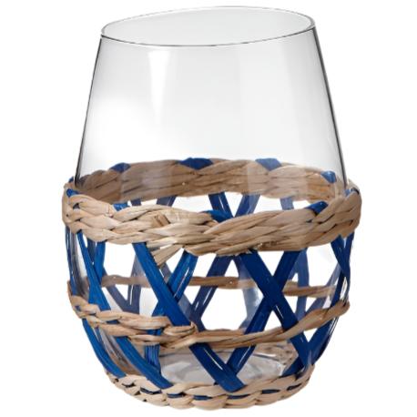 Cattail Straw Lattice Stemless Wine Glass - 16 oz.