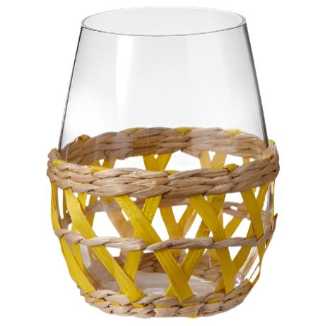 Cattail Straw Lattice Stemless Wine Glass - 16 oz.