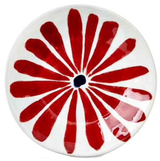 Groovy Red Flower Appetizer Plate - 7"