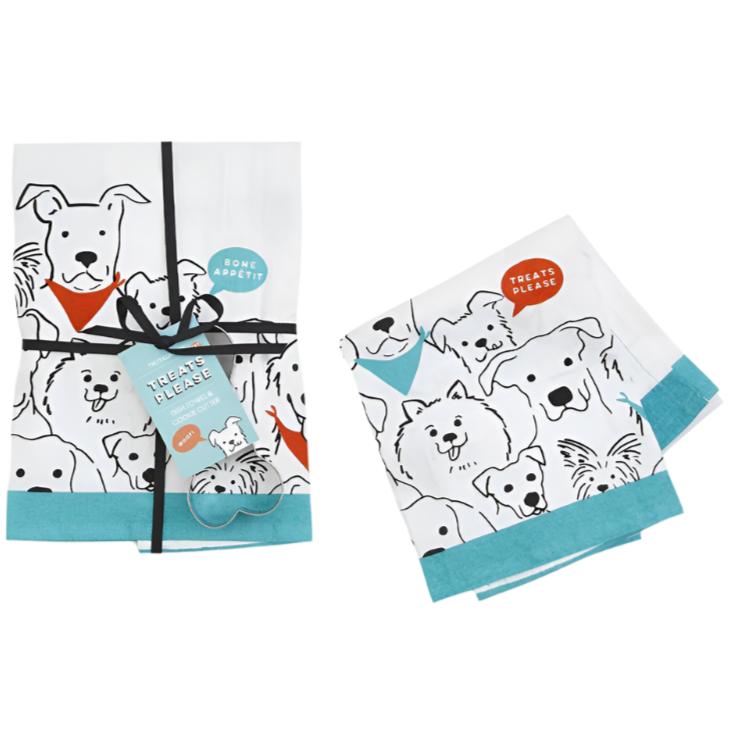 "Treats Please" Doggie Dish Towel & Cookie Cutter Set