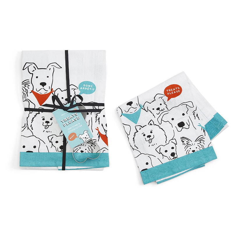 "Treats Please" Dish Towel & Cookie Cutter