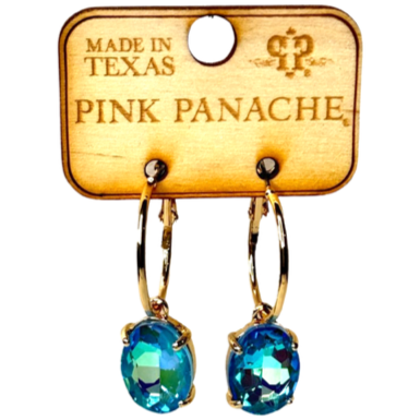 Pink Panache Oval Rhinestone Earrings