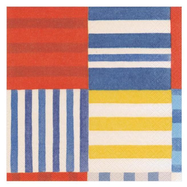 Striped Patchwork Paper Napkins in Blue