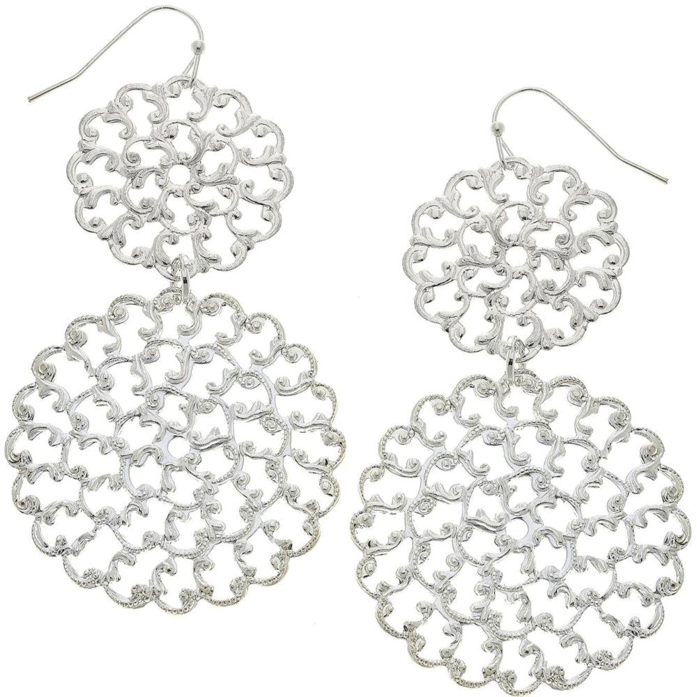 Susan Shaw Silver Double Filigree Earrings