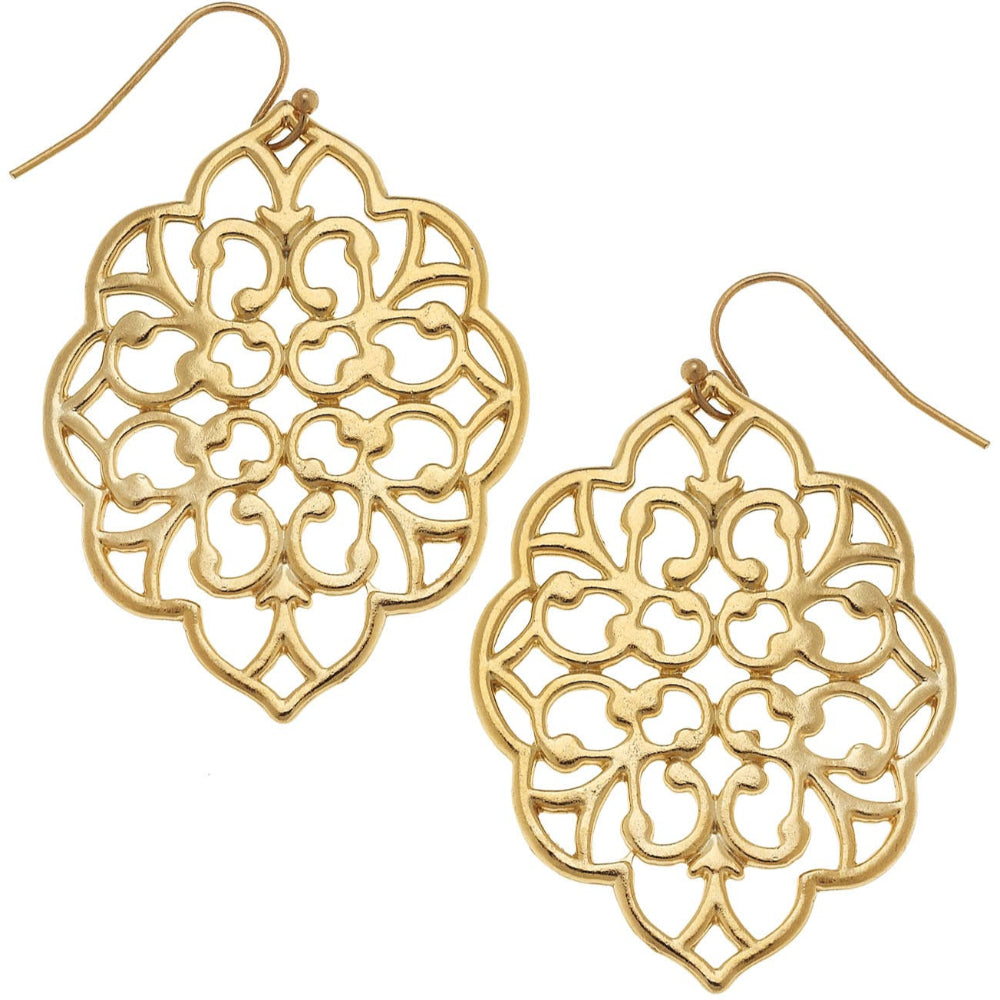 Susan Shaw Gold Filigree Cut-out Earrings