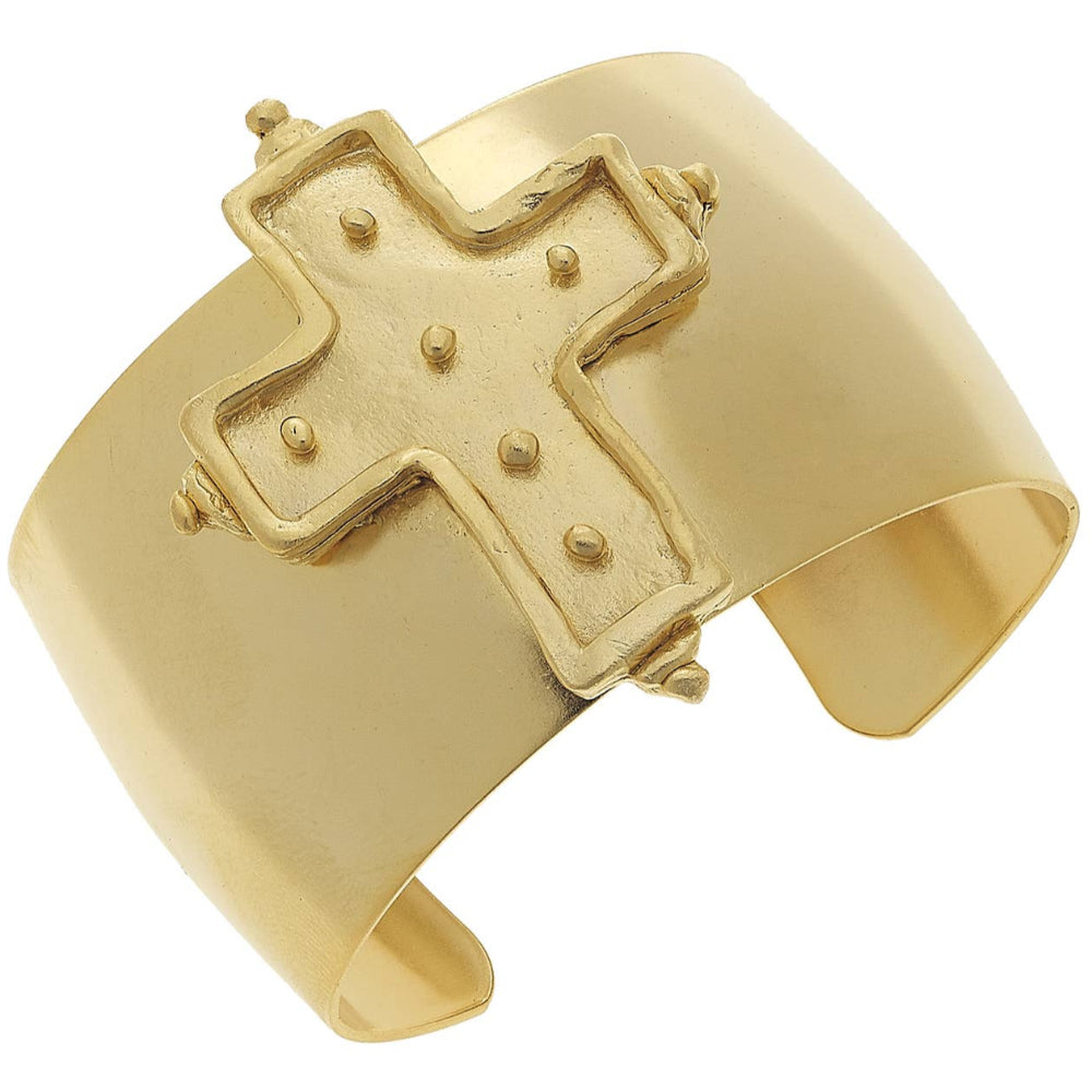 Susan Shaw Gold Cross Cuff Bracelet