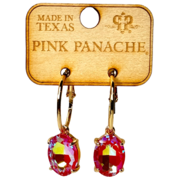 Pink Panache Oval Rhinestone Earrings