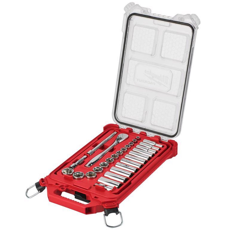 Milwaukee Packout 3/8" SAE Ratchet & Socket Set - 28 pc.