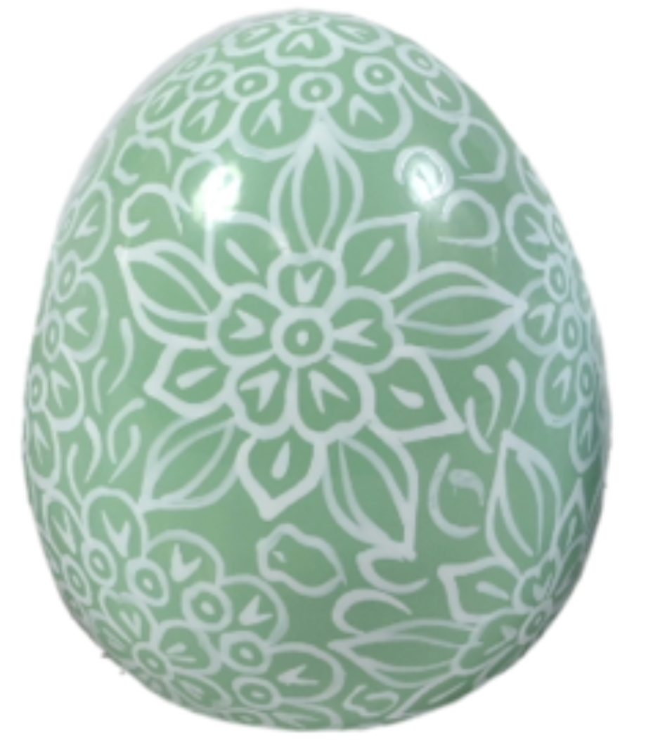 Soft Green Floral Egg - 6"