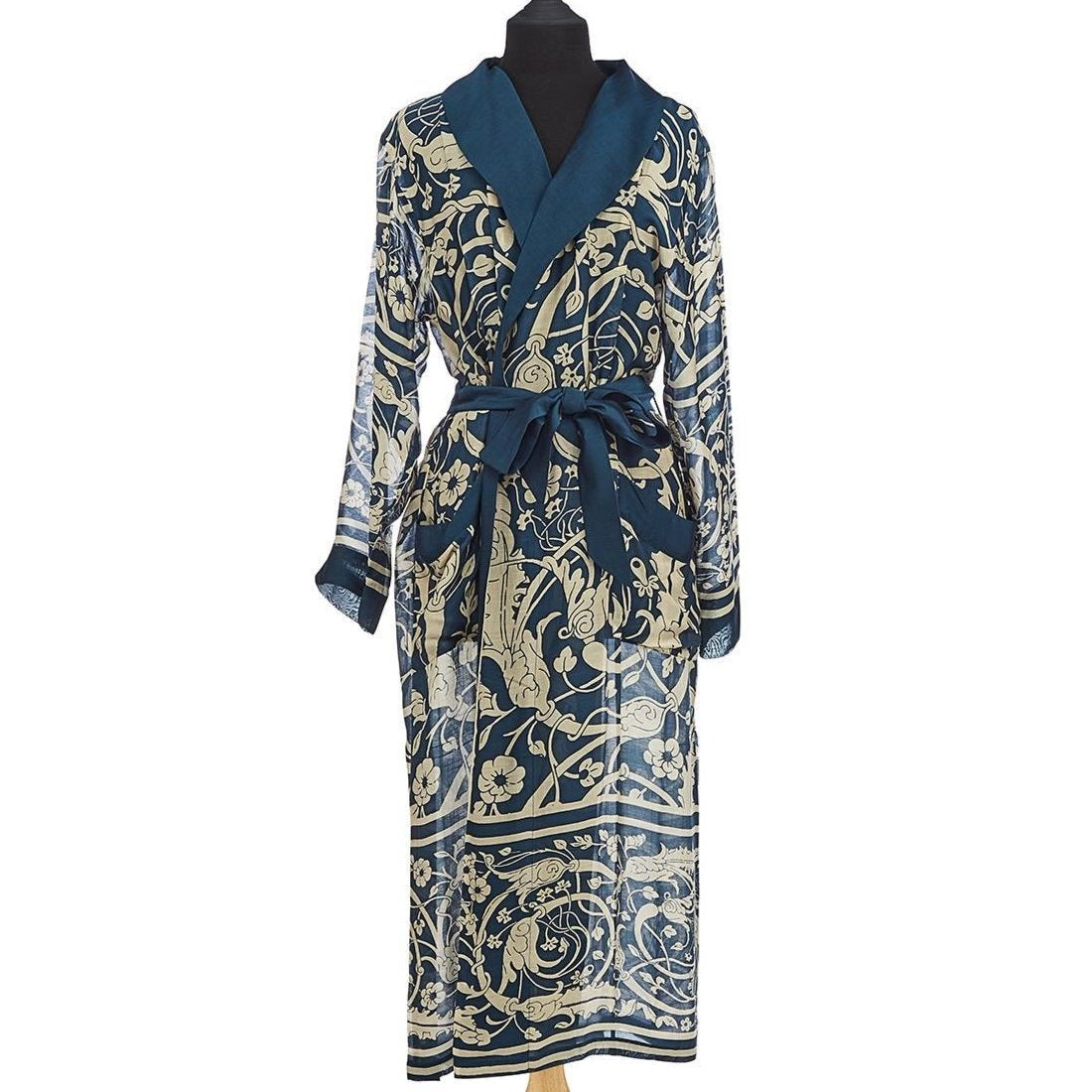 Jaipur Blue Print Robe w/ Removable Waist Tie