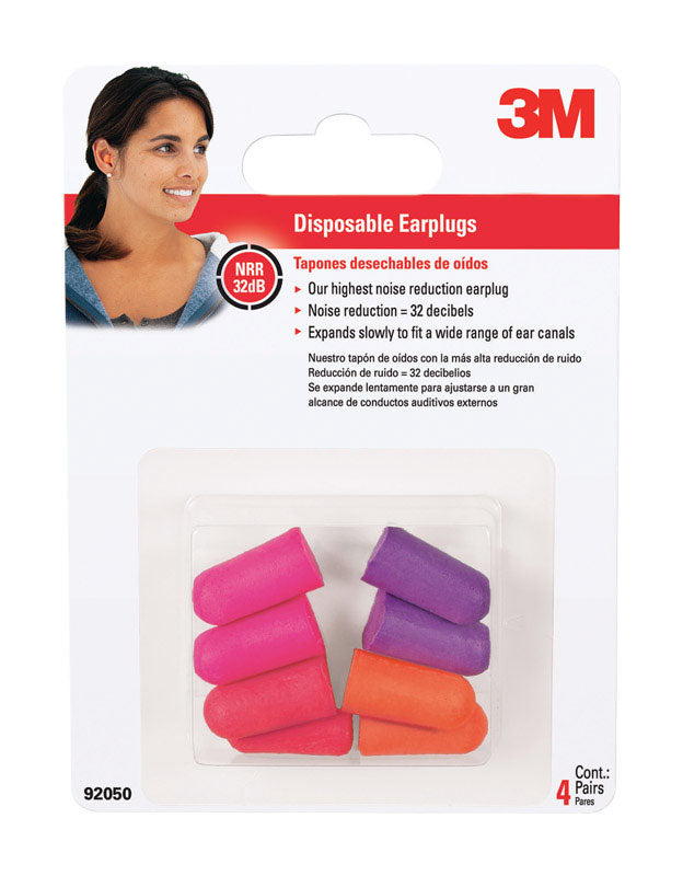 3M 32 dB Disposable Ear Plugs - Assorted - 4 Pairs