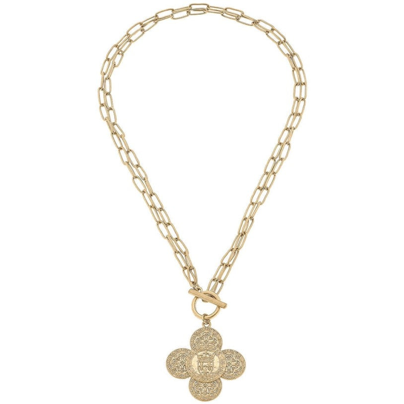 French Quatrefoil T-Bar 2-in-1 Necklace