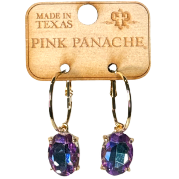 Pink Panache Oval Rhinestone Earrings