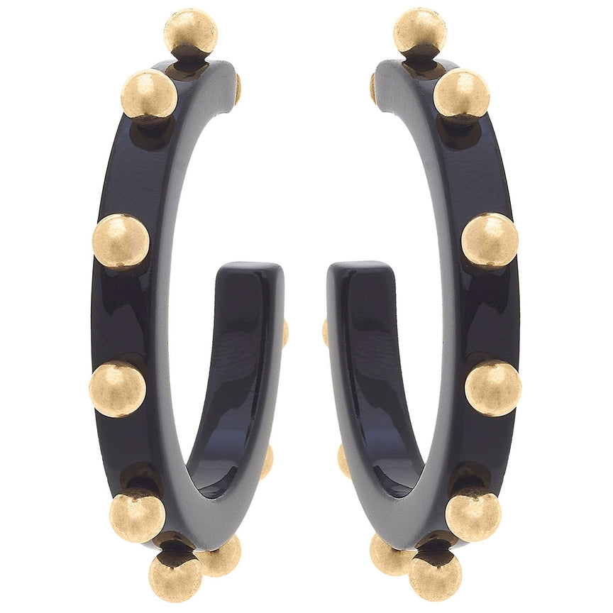 Kelley Studded Metal & Resin Hoop Earrings