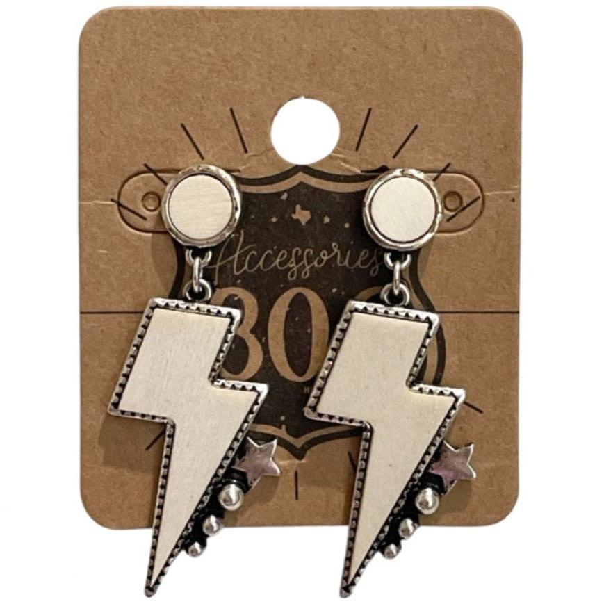 806 Accessories Wooden Lightning Bolt Earrings