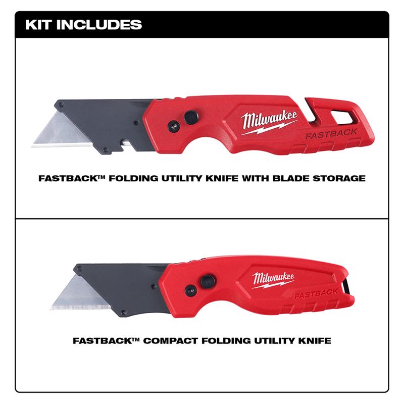 Milwaukee Fastback Press and Flip Folding Utility Knives - Set of 2