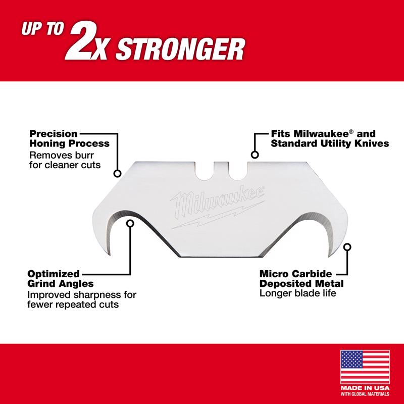 Milwaukee Micro Carbide Metal Roofing Hook Utility Blade, 2 3/8"