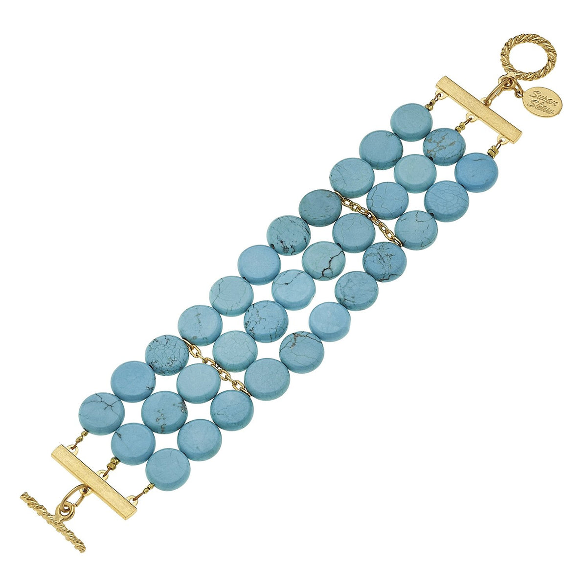 3-Strand Turquoise Row Bracelet