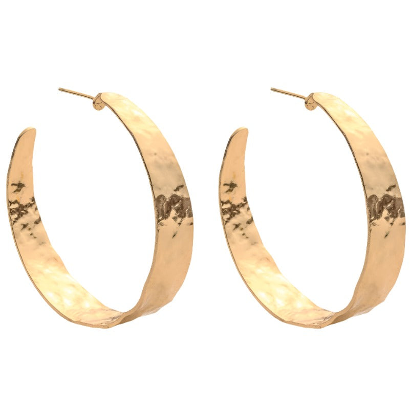 Wide Gilded Hoop Earrings