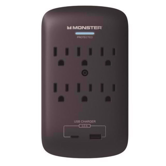 Monster 6-Outlet 1200J Wall Tap Surge Protector