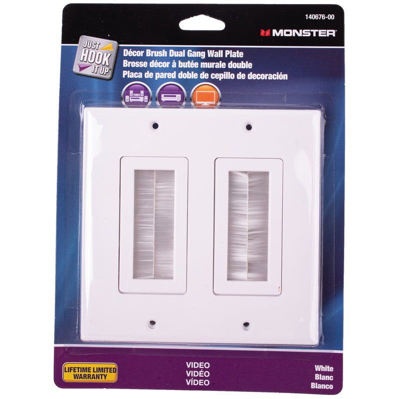 Monster 2G Plastic Home Theater Brush Wall Plate - White