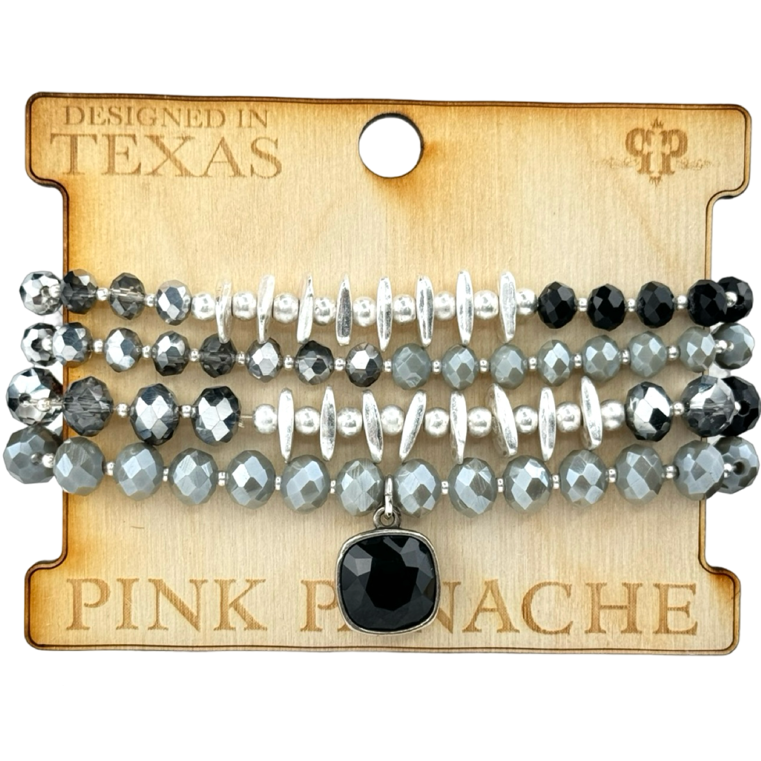 Pink Panache Crystal Mixed Bead Bracelet Set - 4 pc.