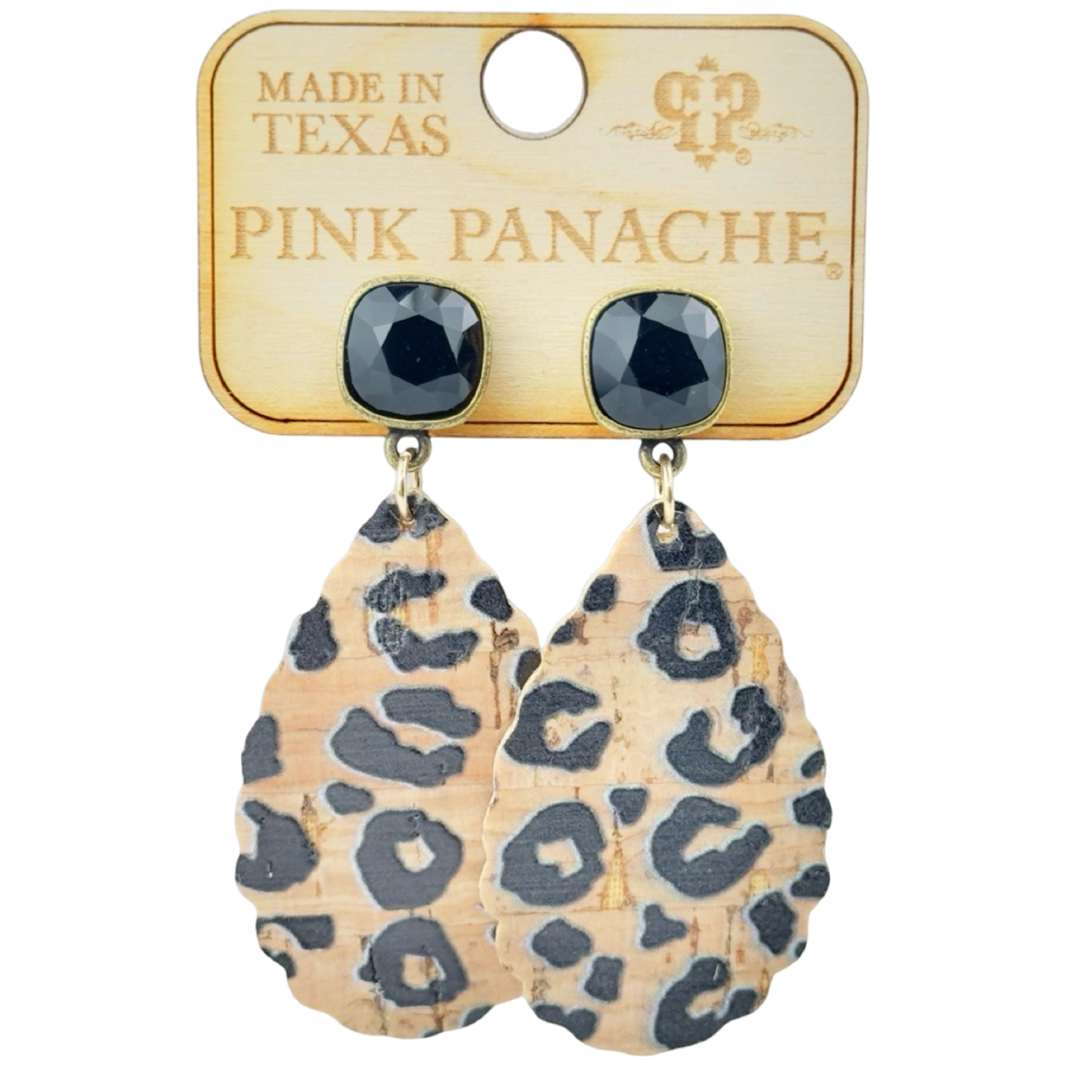 Pink Panache Austrian Crystal & Cork Leopard Earrings