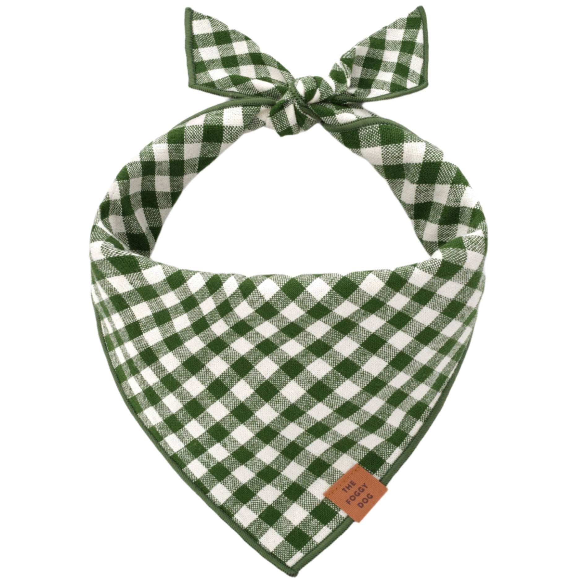 Foggy Dog Cotton Bandana - Gingham Green