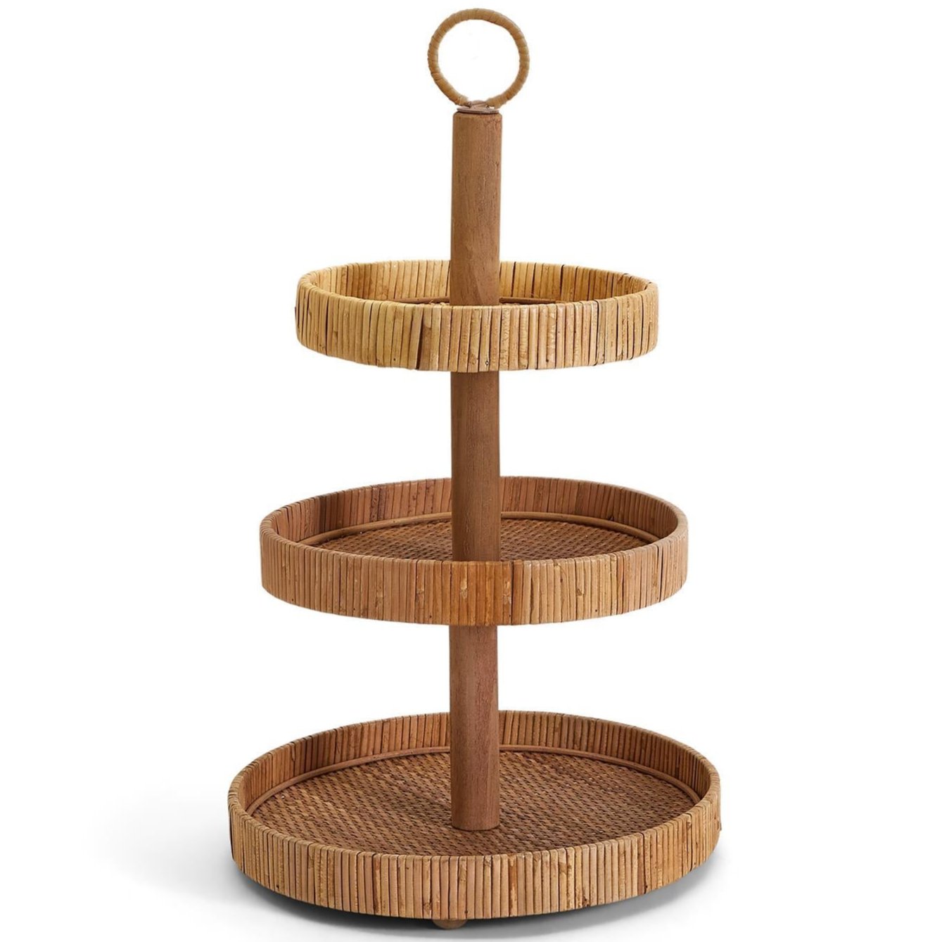 3-Tier Adjustable Rattan Centerpiece Stand