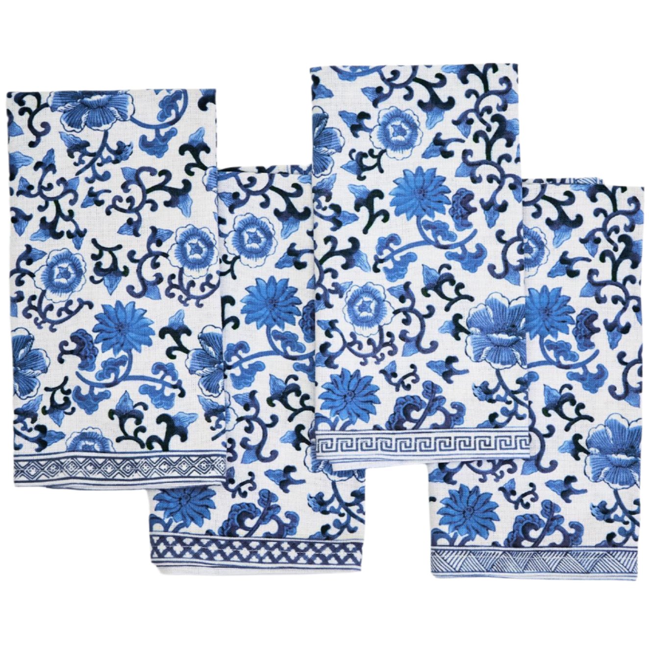 Blue Chinoiserie Floral Cotton Napkins - 4 pc.