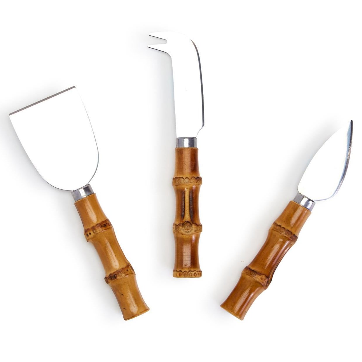 Stainless Steel Bamboo Handle Cheese Knives - 3 pc.