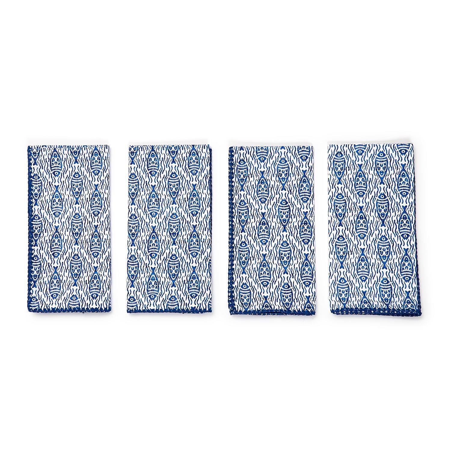 Water's Edge Fish Pattern Napkins - Set of 4