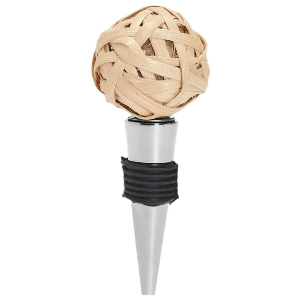 Zinc Alloy Wine Stopper w/ Rattan Knot Top