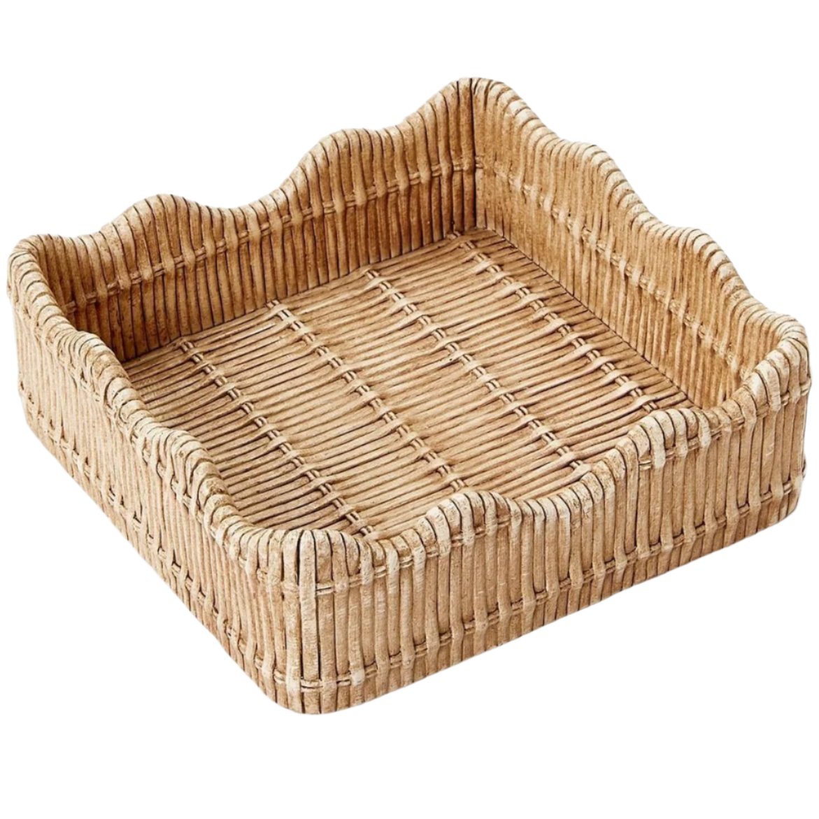 Scalloped Basket Weave Resin Cocktail Napkin Holder - 6"