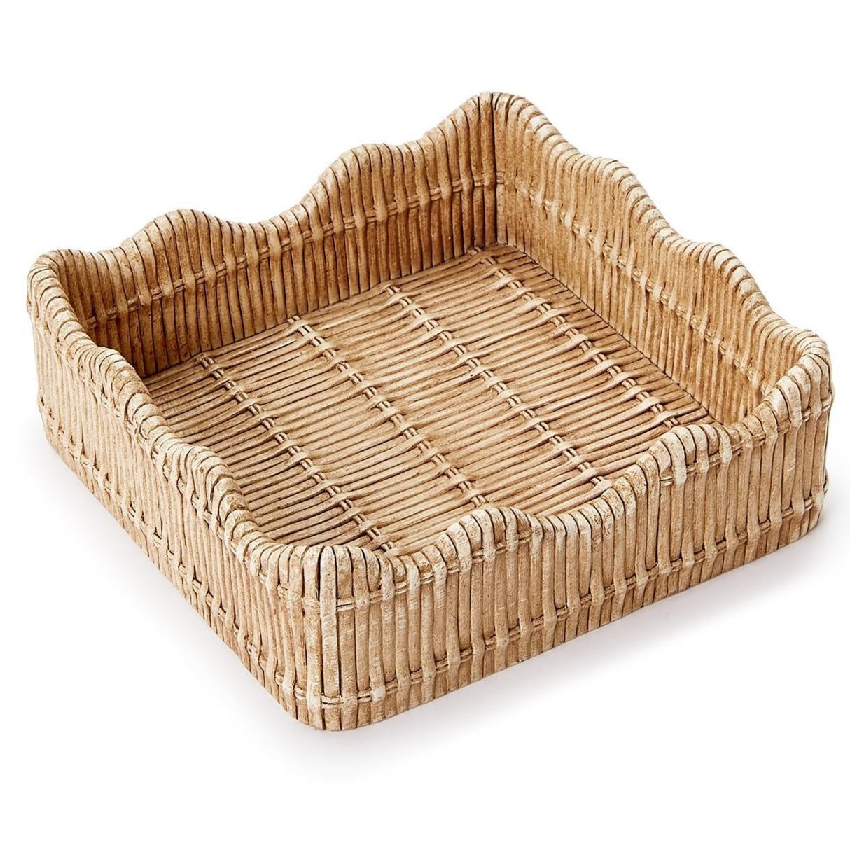 Scalloped Edge Basket Weave Resin Cocktail Napkin Holder