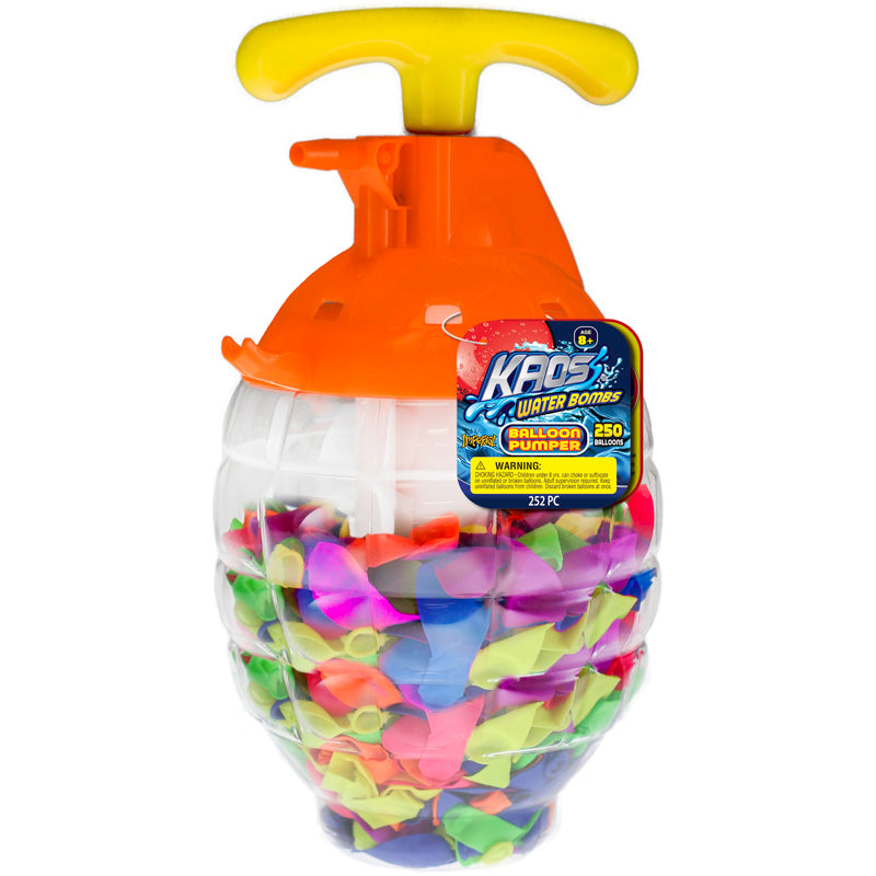 Kaos Assorted Water Balloons & Pumper - 250 pc.