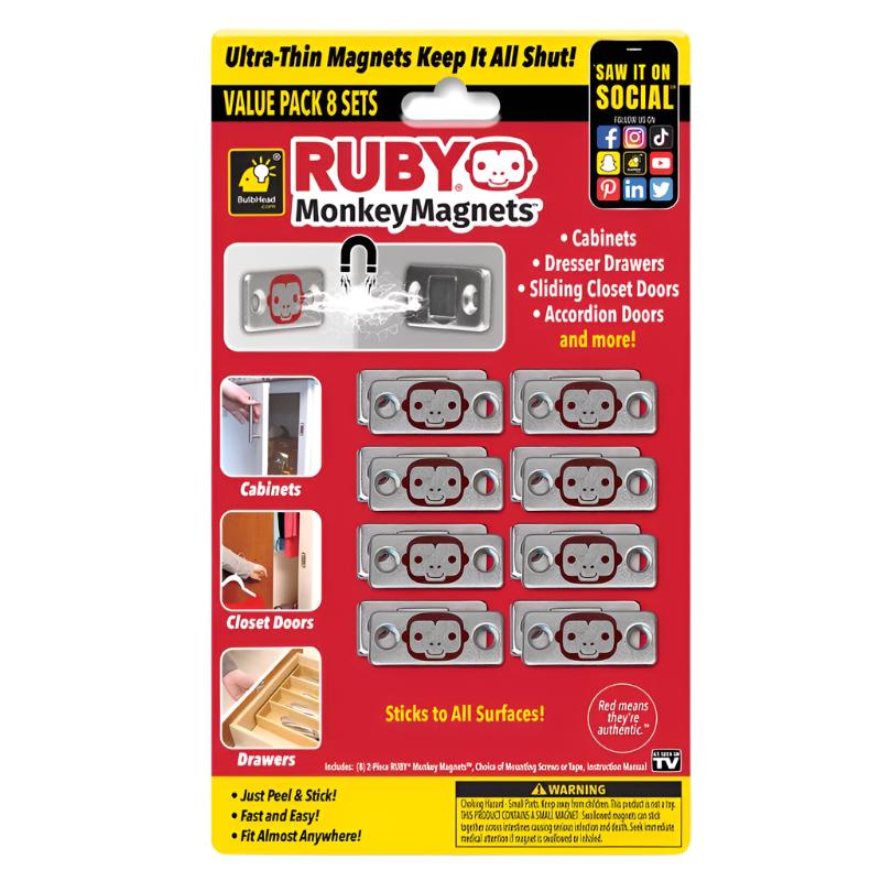 Ruby Low-Profile Door & Drawer "Monkey Magnets" - 8 pk.