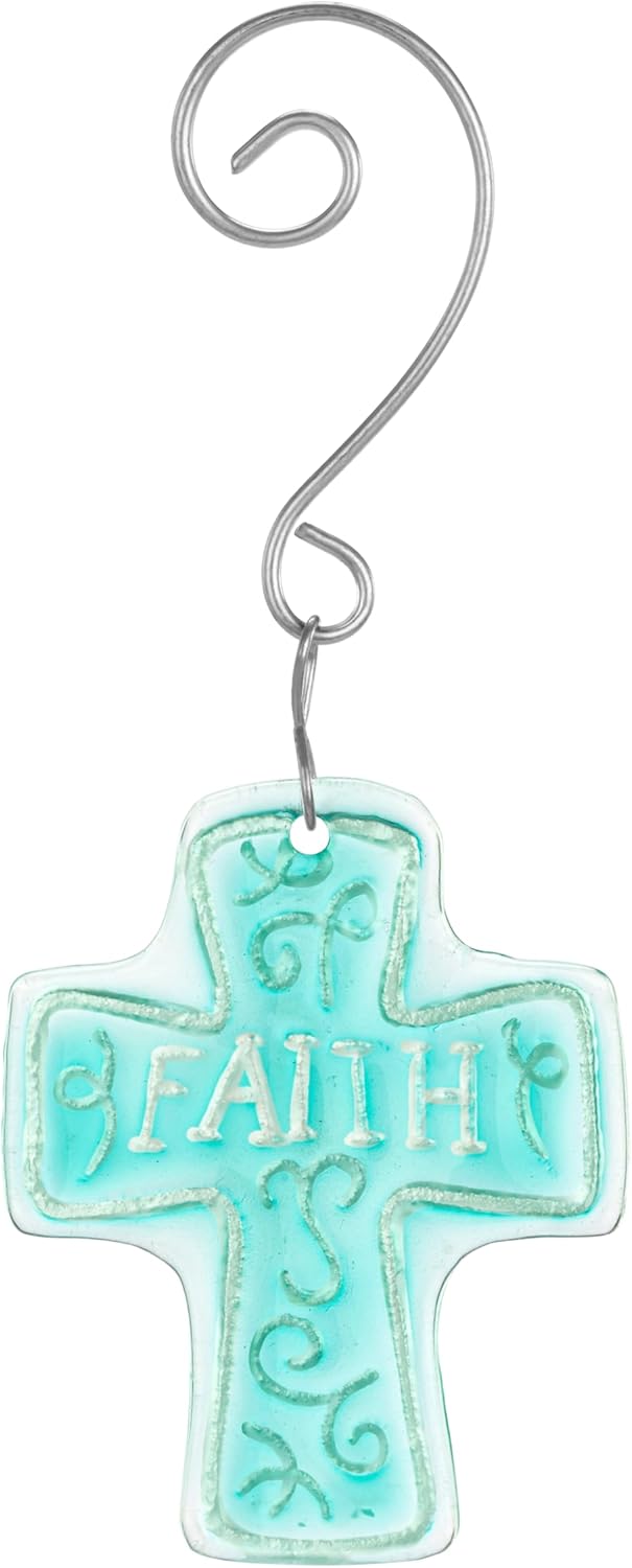 Faith Cross Glass Fusion Ornament