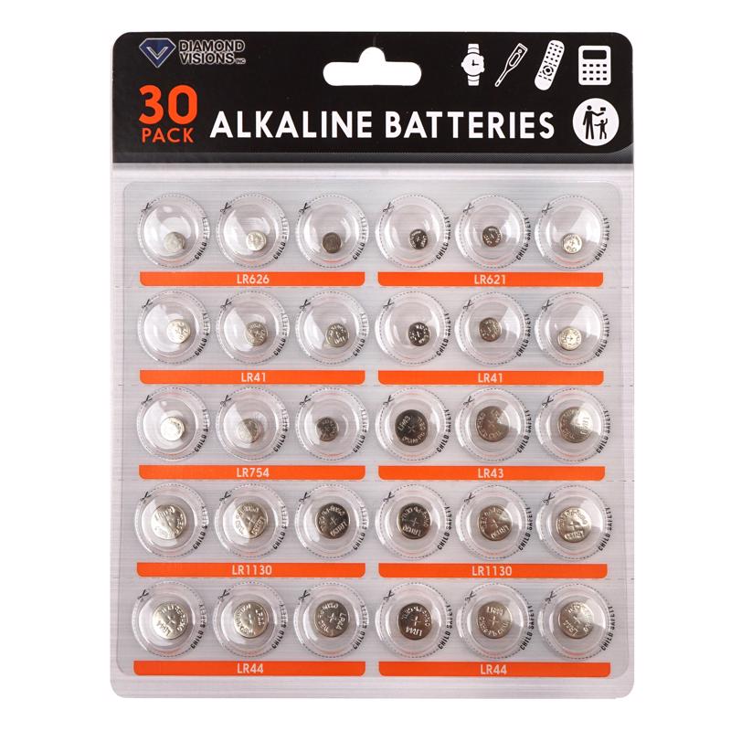 Diamond Visions Assorted 3V Alkaline Button Cell Batteries - 30 pc.