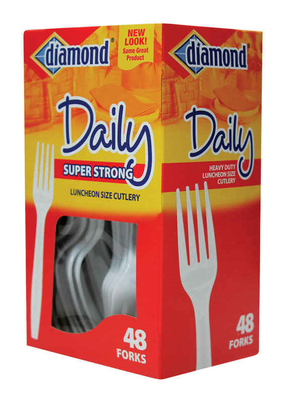 Diamond White Plastic Heavy Duty Forks - 48 Pack