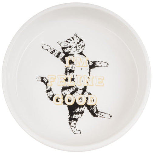 Harry Barker "I'm Feline Good" Ceramic Cat Bowl - 5.25"