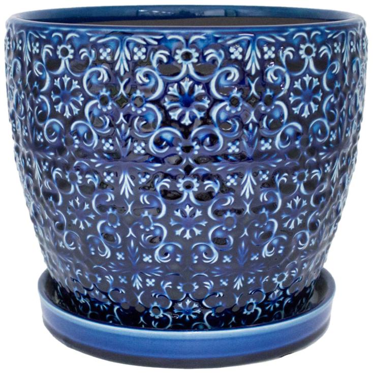 Trendspot Mediterranean Ceramic Planter (Blue)