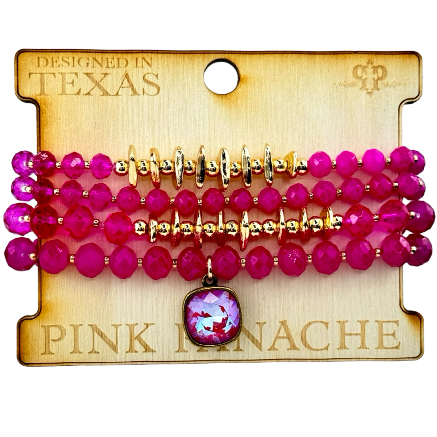 Pink Panache Crystal Mixed Bead Bracelet Set - 4 pc.