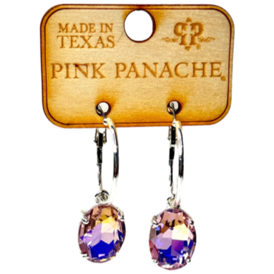 Pink Panache Oval Rhinestone Earrings