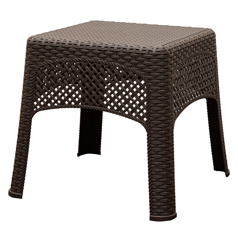 Adams Square Resin Woven Side Table - Earth Brown