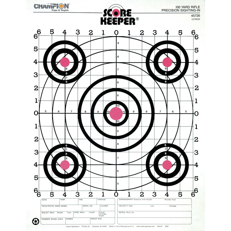 Champion Sight-In Rifle Targets - 12 pc.