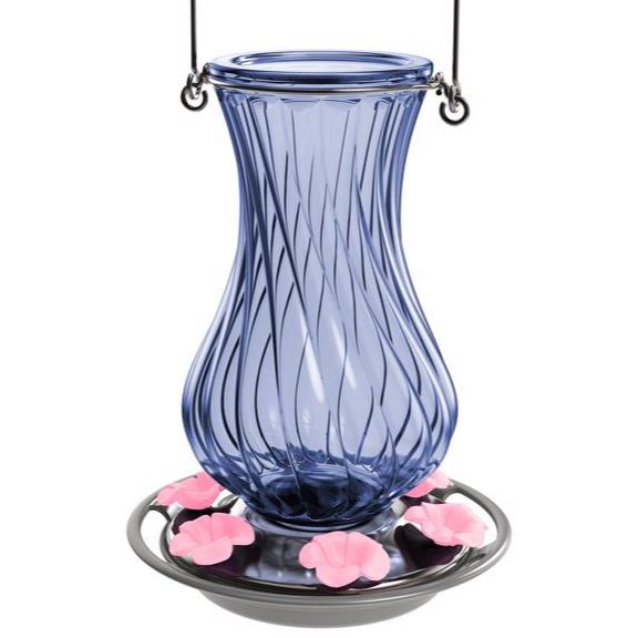 Nature's Way Periwinkle Antique Glass Hummingbird Feeder - 32 oz.