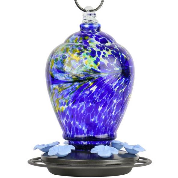 Nature's Way Blue Stained Glass Hummingbird Feeder - 28 oz.