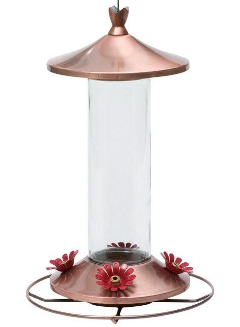 Perky-Pet Brushed Copper & Glass Hummingbird Feeder - 12 oz.