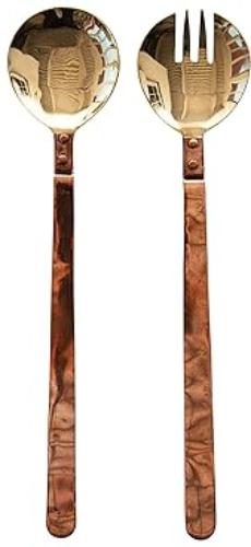 Brass Salad Servers w/ Copper Handles - 2 pc.